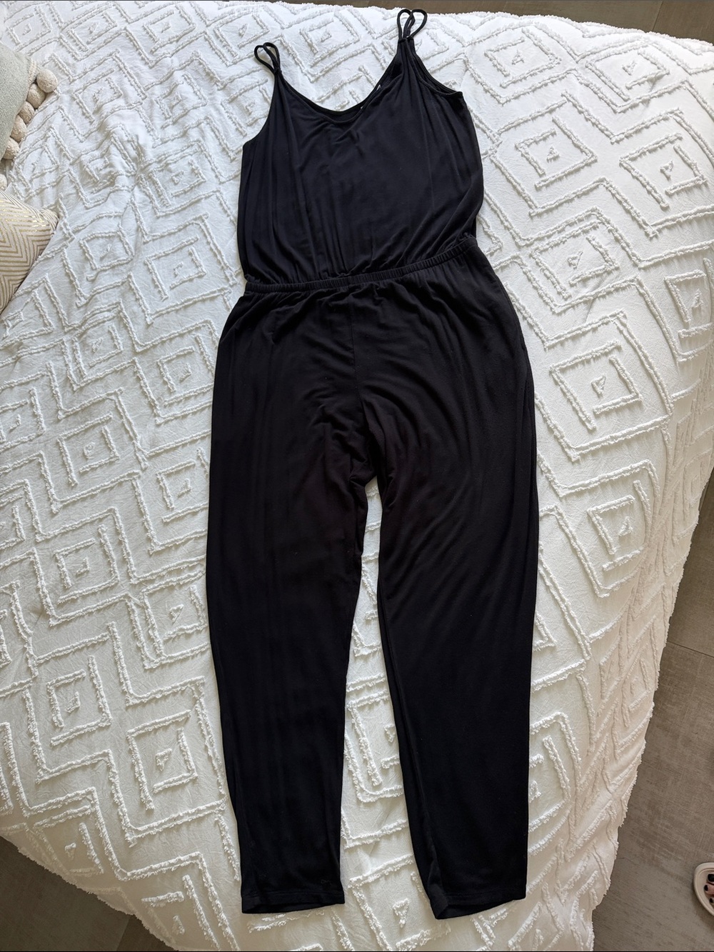 GAP Black Soft Cotton Sleeveless Jumpsuit with Pockets & Elastic Waistband Sz M
